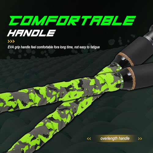 Sougayilang 3 Piece Surf Fishing Rod Combo Medium/Heavy Travel Spinning Rod with 4000/5000 Size Reel Baitfeeder Combo(9'/10'/11'12') - color: green, size: 12ft-Spinning-3Pc-H