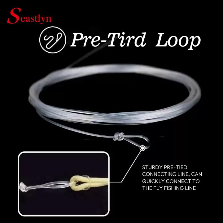 3-Pack Fluorocarbon Fishing Line Pre-Tied Loop Fly Fishing Tapered Leader 7.5FT 9FT 12FT 0X 1X 2X 3X 4X 5X 6X 7X 8-26LB - size: 7.5FT-24lb