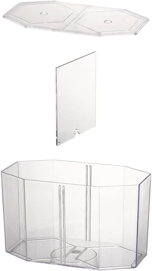 Acrylic Fish Tank Isolation Box with Two Compartments for Betta and Small Tropical Fish Clear Octagonal Breeding Tank Suitable for Home Aquarium