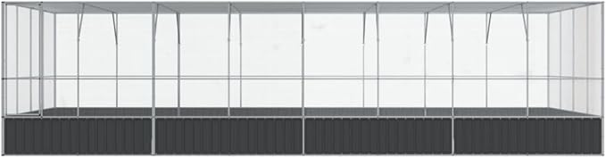 Large Bird Aviary with Extension, Outdoor Galvanized Steel Bird Cage, Galvanized Steel Outdoor Bird Aviary, Mesh Fence Bird House for Small Animals, 327.6"x163"x83.5"