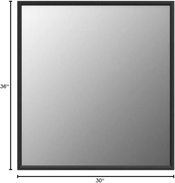 LOAAO 30"X36" Black Rectangle Bathroom Mirror Wall, Matte Black Aluminum Alloy