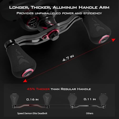 KastKing Speed Demon Elite Fishing Reel, World's Fastest 10.5:1 Gear Ratio/Deadbolt Baitcasting Reel, 10+1 Shielded Stainless Steel BB, CNC Lightweight Aluminum Frame, Available in Skipping Version - color: Deadbolt- No Drag- 7.4:1- Left