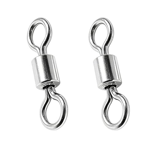 QISHUO Stainless Steel Barrel Swivels Saltwater Connect Lure Swivels Fishing Snap Freshwater Fishing Swivel Heavy Duty SUS304 - size: Size #4 (123lb) 50pcs