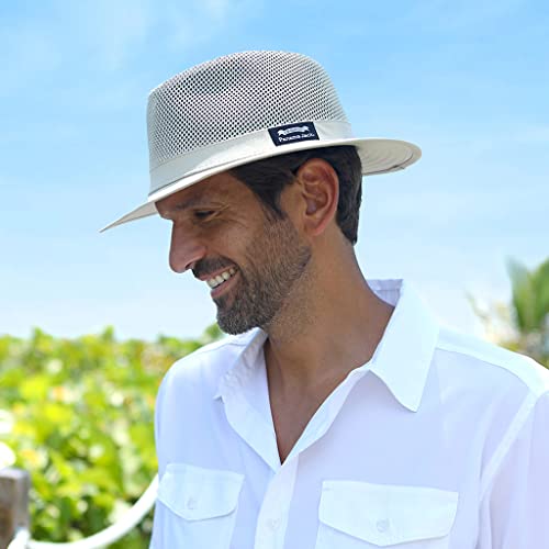 Panama Jack Men's Original Canvas Safari Sun Hat, UPF 50+ Sun Protection Cap, 2.5" Brim - color: Beige, size: Large