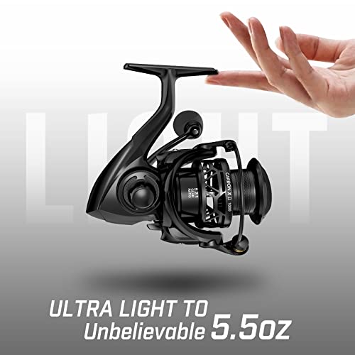 Piscifun Carbon X II Ultralight Spinning Reel, Light to 5.5oz | 10+1 BB, upgraded carbon frame rotor, 22lb Max Drag, 5.5oz lightweight design, smooth freshwater fishing performance - size: 1000