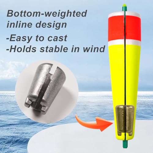 wondersee Fishing Floats Weighted Slotted Peg Popping Floats Slip Bobbers, Pack of 4 - color: Green, size: 4in.
