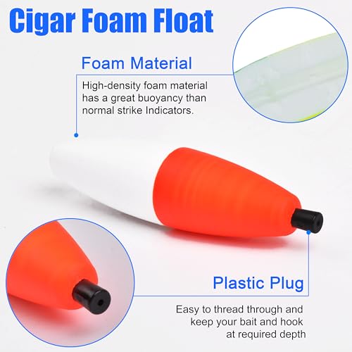 SILANON Peg Floats Fishing Bobbers,Foam Cigar Fishing Floats Bobbers Catfish Floats Slip Fishing Cork Bobbers with Pipe Plug for Catfish Santee Rig Freshwater Saltwater Fishing - size: 2 inch, style: Red-White-30pcs