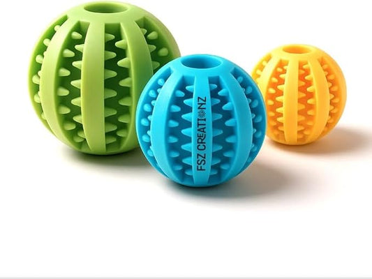 Interactive Pet Toy Balls,Treat Dispensing Ball for Dogs, Dog Balls for Training/Playing/Chewing, Dog Balls for Teeth Cleaning & Massage, Pack of 3 Assorted Colours,3inch/2.5inch/2 inch