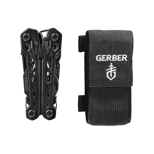 Gerber Gear Truss Multitool, Gifts for Men, 17-in-1 EDC Needle Nose Pliers, includes Pocket Knife, Screwdriver, and Bottle Opener Accessories, Fishing and Camping Gear, Black - style: Black Molle Sheath