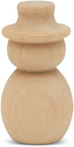 Snowman Peg Dolls 1 13/32 inch, Pack of 50 Wooden Peg Dolls for Christmas Crafts, Nativity Scenes, Holiday Decorations, by Woodpeckers