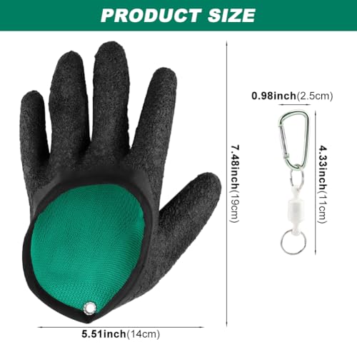 Saycker 2 Pcs Fishing Gloves with Magnet Release, Fisherman Professional Catch Fish Gloves Quickly Drying Fishing Puncture Proof Glove, Anti-Slip Fish Glove for Handling, Catching