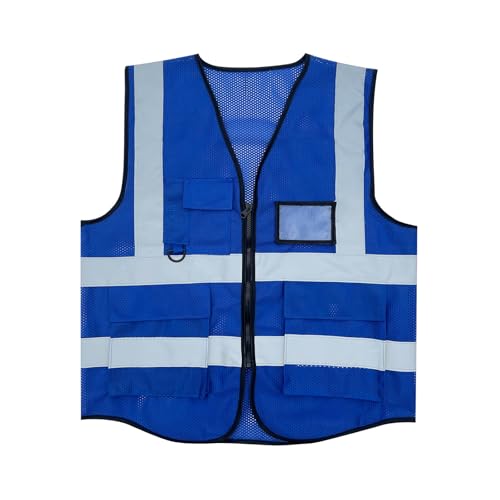 Fishing Vest - Work Vest for Men V Neck Zip Up Lightweight Breathable Sleeveless Utility Jackets Mesh Outwear Vests 2026 - color: 04# Blue