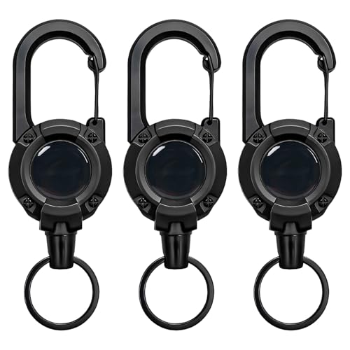 Heavy Duty Retractor Set, 3 Steel Wire Lanyards, Gear Keeper, Keychain & Clip