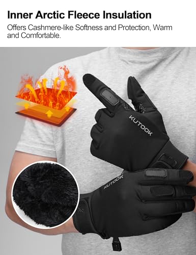 KUTOOK Winter Fishing Gloves for Men& Women Waterproof Glove Cold Weather Hunting Photography Shooting Hiking - color: Black, size: Large