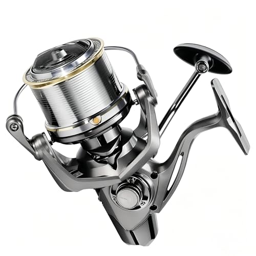 Heavy Duty Spinning Reel Metal Body with CNC Machined Spool 55LB Max Drag 8/10+1 BB Ultra Smooth 4.1/4.6/4.8:1 High Speed Gear Ratio Saltwater Freshwater Fishing Reel for 8000 to 16000 Series - color: SKM14000
