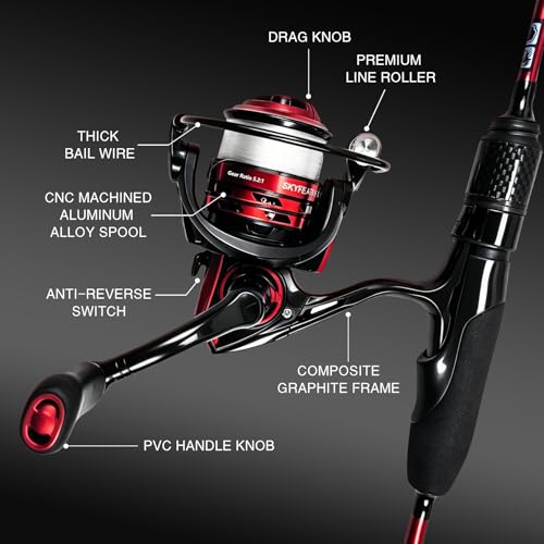 Eupheng Aerospin Ultralight Spinning Rod and Reel Combo | Fast action 6ft travel setup; Fits 2/3/4/5/6lb; High modulus graphite; 9+1 BB 20lb drag reel with ceramic guides - style: 6'0'' Rod&reel