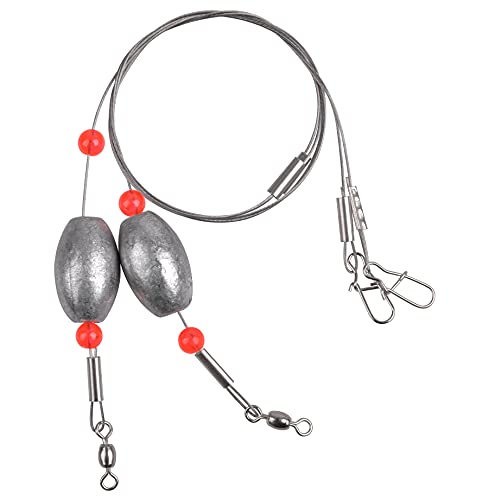 Carolina Saltwater Rigs, 8pcs Flounder Fishing Rigs, Stainless Steel Wire Leader with Egg Sinker Weights, Swivel Snaps for Catfish Grouper Drum Redfish Bottom Surf Fishing - size: 2oz-8pcs