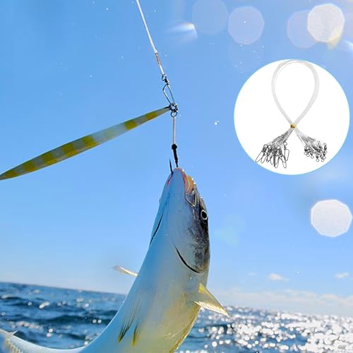 Fishing Fluorocarbon Leader Line, 12/48pcs Fluorocarbon Fishing Lines with Swivel and Snaps Heavy Duty 20-50lb Saltwater Freshwater Fishing Leader Connects Lures Bait Hooks - style: 40lb-12pcs