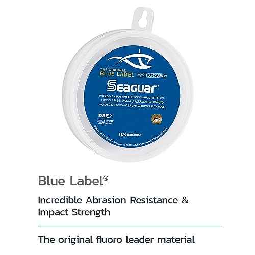 Seaguar Blue Label Fishing Leader Line for Saltwater, 100% Fluorocarbon, Clear, Multiple Sizes - size: 25lbs/100yds