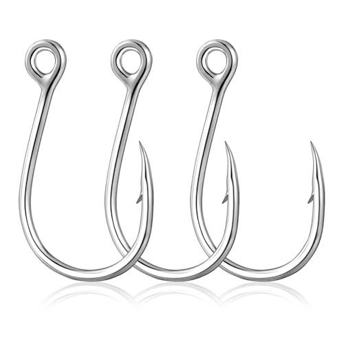 Alwonder 10-Pack Inline Hooks 5X Strong Single Replacement Hook for Hard Baits, High Carbon Steel Heavy Duty Welded Eye Fishing Hooks, Jigging Hook for Freshwater Saltwater Trolling Fishing Tackle - size: #6/0