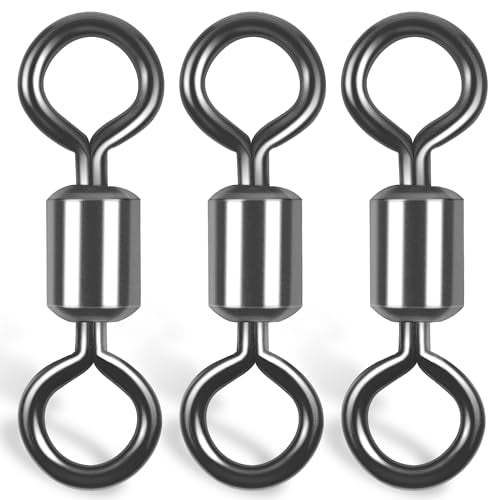 Rolling Barrel Fishing Swivel,120pcs Stainless Steel Black Nickel Fishing Line Connector Swivels Fishing Tackle for Saltwater 30LB to 335LB - size: 120pcs 10#-29lb