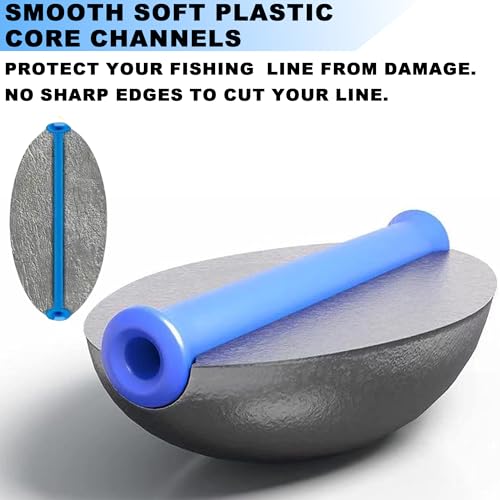 Egg Sinkers Fishing Weights – Lead Oval Sliding Sinkers for Catfish, Bass & Surf Fishing, No-Snag Smooth Hole Design, Heavy Fishing Weights for Bottom Rigs in Lakes, Rivers & Beach - style: 60g-8pcs