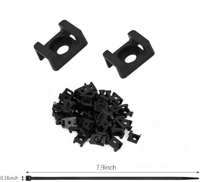 White Cable Zip Tie Mounts Kit-100 Pcs Cable Zip Tie Saddle Type Mounts Base with 100 Pcs 8" Cable Ties and 100 Pcs Tapping Screw, Wire Cable Clips Organizer Holders Clamps