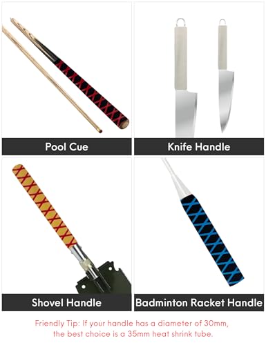 Accering X-Pattern Flexible Fishing Pole Shrink Wrap (φ25mm, Yellow & Red) | Flexible, Textured fishing pole shrink wrap (L3.3ft, Shrink Ratio: 1.8:1) for carbon fiber hiking stick & hockey stick grip. - color: Yellow & Red, size: φ25mm, L3.3ft