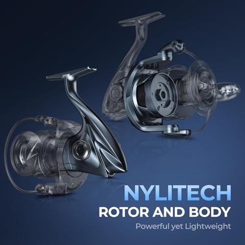 KastKing ReKon Saltwater Spinning Fishing Reel – Up to 55LBs Max Drag Big Game Fishing Reel - Innovative NyliTech Body- Water Resistant - MaxiDur 5+1+1 Corrosion-Resistance Bearing System - size: 2500