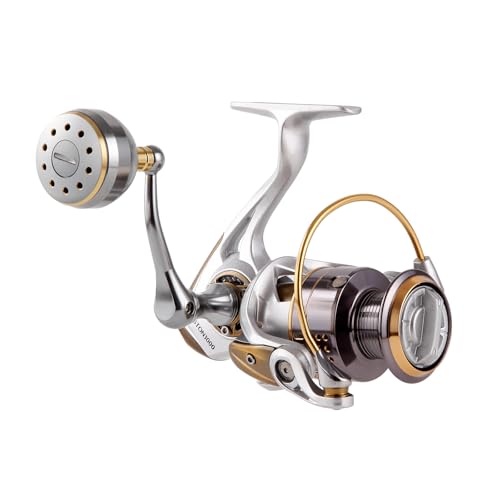 Long Shot Spinning Reel with Stainless Steel Gear, Heavy Tackle Saltwater Fishing Reel, 13+1BBS Smooth Surf Spinning Fishing Reel, 22KG/49Lbs Max Drag, Metal Trolling Reel Size 3000-6000 - size: Aston-4000