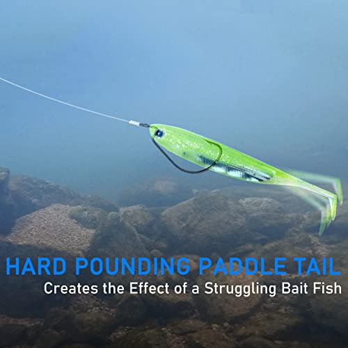 Dr.Fish Paddle Tail Swimbaits, Soft Fishing Lures for Bass Fishing 2.75-4.75 Inches, Freshwater & Saltwater Soft Plastic Baits Swim Shad Bait Minnow Lures Drop Shot - color: Chartreuse, size: 3.06"-6 Pack