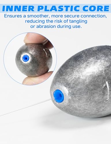 BLUEWING Egg Sinkers Fishing Weights Oval Shaped Fishing Sinkers Lead Fishing Sinker for Saltwater Fishing，1/8 oz to 7 oz - size: #3 1/2oz, 15pcs
