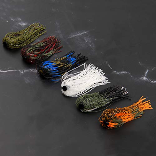 OROOTL Silicone Jig Skirts Spinnerbait Skirt Replacement Bass Fishing Lures for DIY Spinner Baits Buzzbaits Squid Jig Accessories - color: A-Skirts-6pcs