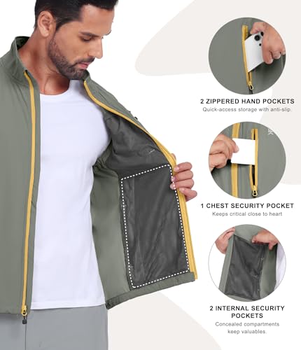 Little Donkey Andy Men's Lightweight Quick Dry Vest Packble Outerwear Sleeveless Windproof Jacket for Golfing Cycling Running - color: Laurel Oak, size: Large