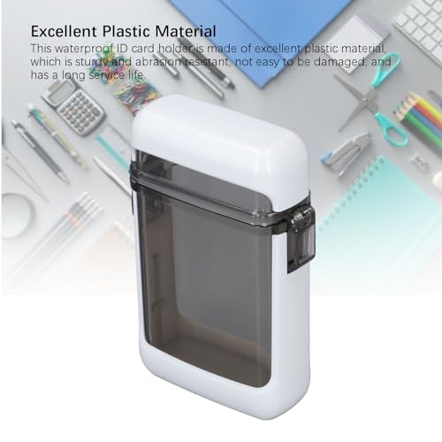 Fockety Waterproof ID Card Badge Holder Case, Clear Vertical Badge Holder, Heavy Duty Waterproof Sports Case, Waterproof Card Holder with Lanyard for Swimming, Credit Cards, Money (White) - color: White
