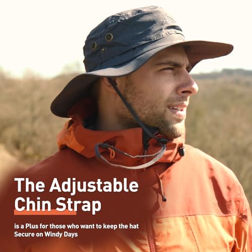 Oversize XL XXL Large Wide Brim Waterproof UPF 50+ Bucket Sun Summer Travel Fishing Hiking Fisherman Hat Detachable Chin - color: 000702_dark Grey, size: Large-X-Large
