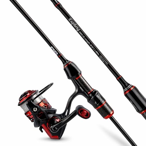 Eupheng Echolite Ultralight Spinning Rod and Reel Combo, IM8 Graphite Fast Action Trout Bass Gear, Portable Travel Setup with 5.2:1 9+1 BB CNC Aluminum Spool - size: 7'0''
