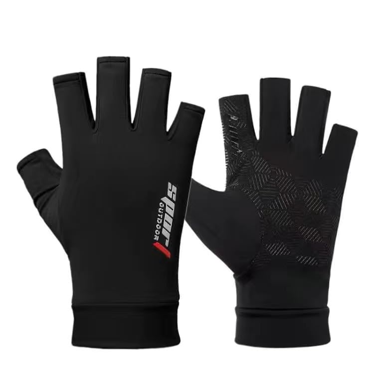 Mealah Lightweight-Fingerless-Gloves for Men - UPF 50+ UV Sun-Protection- Gloves for Fishing Driving Hiking Outdoor - color: Black