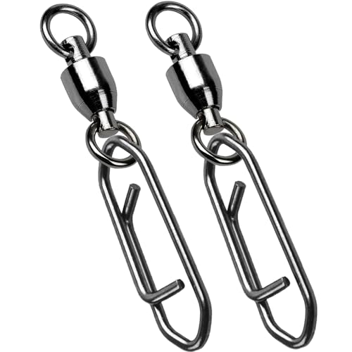 AMYSPORTS High Strength Snap Swivels Stainless Bearing Rolling Fishing Swivel Freshwater Snap Swivels Fishing Clip Steel Black Nickel - size: Size 2+M (67lb) 50 pcs