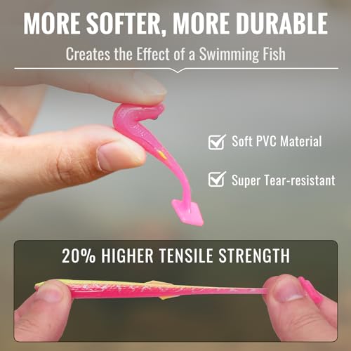 TRUSCEND Shadtale Easy Catch Soft Fishing Lures, Unique Vibration and Action for Various Rigs, Paddle Tail Swimbaits Trailer for Bass, Trout, Crappie, Walleye, Redfish, Saltwater & Freshwater Fishing - color: I4-3.35",0.2oz,10pcs