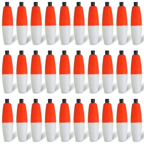 SILANON Peg Floats Fishing Bobbers,Foam Cigar Fishing Floats Bobbers Catfish Floats Slip Fishing Cork Bobbers with Pipe Plug for Catfish Santee Rig Freshwater Saltwater Fishing - size: 2.5 inch, style: Red-White-30pcs