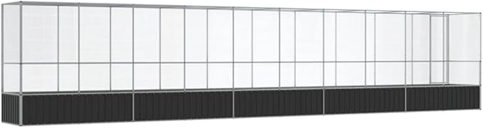 Large Metal Heavy Duty Walk-in Aviary Cage with Extension, Ample Activity Space Bird Cage with Lockable Door Also for Chickens and Rabbits, Silver 410.4"x42.1"x83.5" Steel,-517