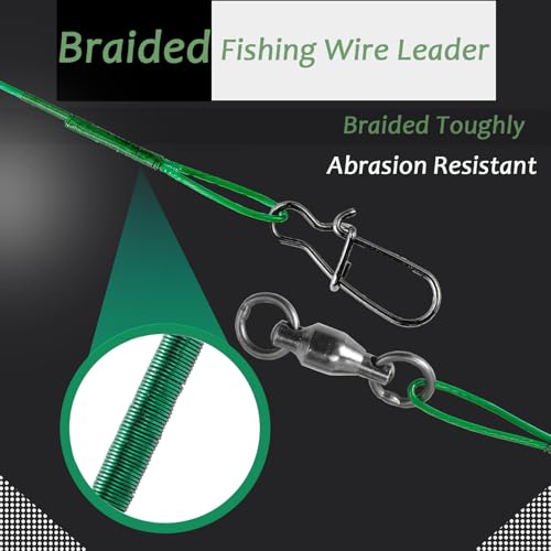 AMYSPORTS Wire Stainless Fishing Leader Steel High Strength Fishing Leaders Freshwater Lures Saltwater Fishing Leader Wire Black Nickel - size: #1 (9.8in-50lb) 20pcs