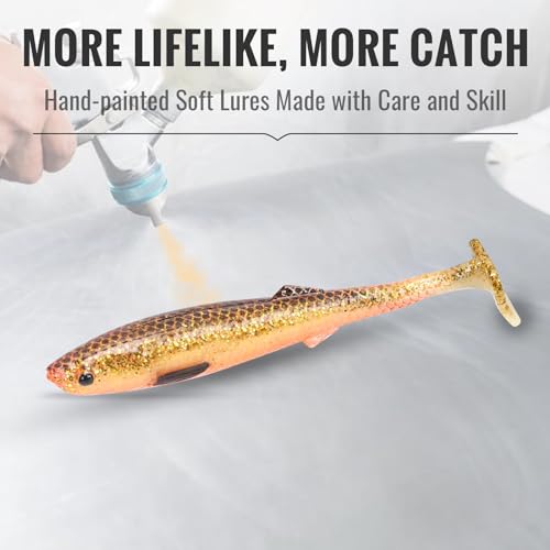 TRUSCEND Shadtale Easy Catch Soft Fishing Lures, Unique Vibration and Action for Various Rigs, Paddle Tail Swimbaits Trailer for Bass, Trout, Crappie, Walleye, Redfish, Saltwater & Freshwater Fishing - color: H3-2.5",0.08oz,12pcs