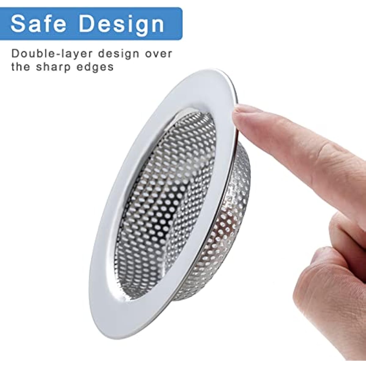 2 Pcs Sink Strainer for Most Kitchen Sink Drain Basket, Upgraded Double-Layer Safe Design Kitchen Sink Strainer (Outer Diameter 4.5 Inch)