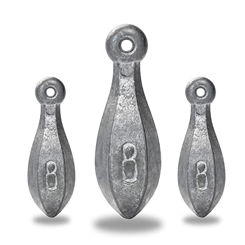 BLUEWING Bank Sinker 1LB/2LB/3LB/5LB/6LB Box Fishing Weights Saltwater Bullet Lead 1oz,2oz,3oz,5oz,8oz,10oz,12oz,16oz,32oz - style: #15 8oz, 6 Pack