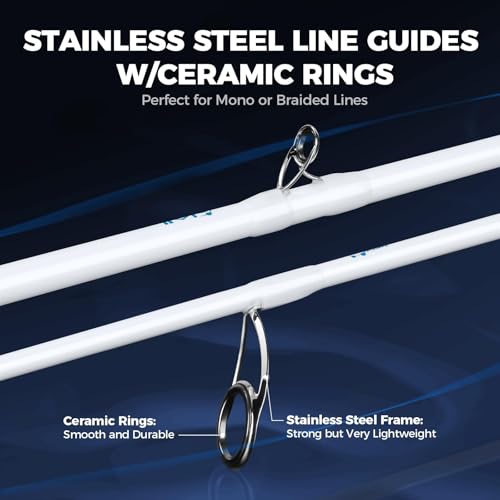 KastKing Centron Lite Twin Tip Rods, IM6 Graphite Blanks, Twin Tip Rods, Stainless Steel Guides with Ceramic Rings, Split or Full Rear EVA Handle Design, Drop Shot Hook Keeper - size: 7'0"- MH- MF (2 Pcs+ Extra Tip), style: Casting
