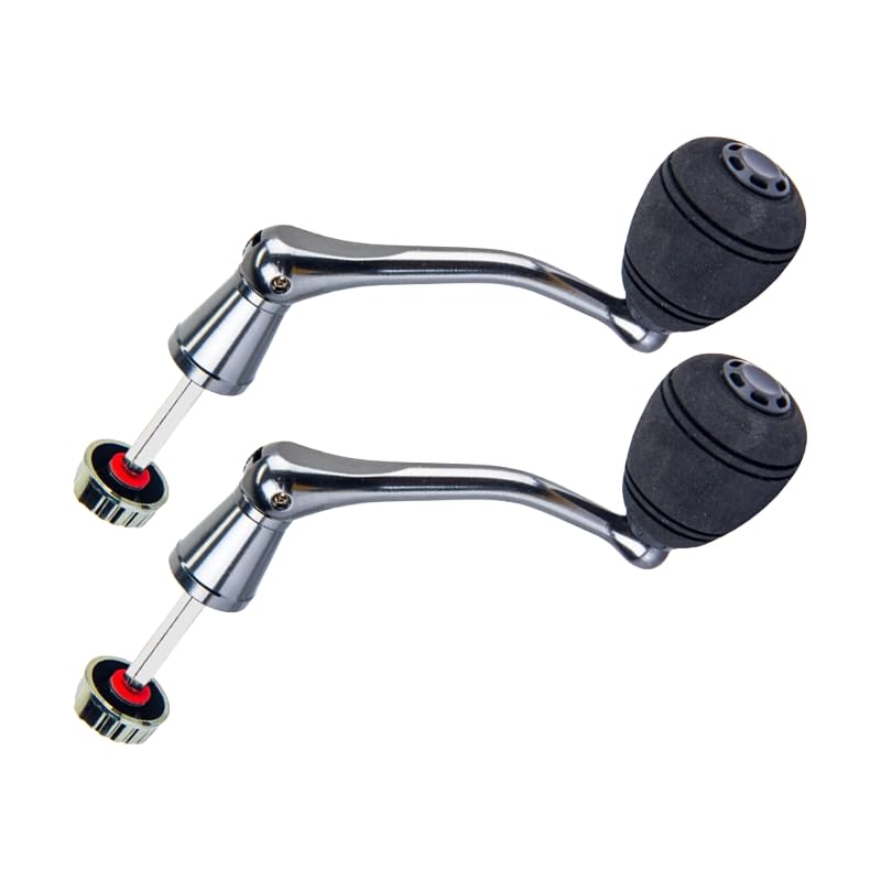 2pcs Universal Metal CNC Reel Handle with EVA Knob for Spinning Reels Replacement Crank Arm for Smooth Retrieval (M) - size: Medium