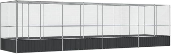 Outdoor Aviary Bird Cage, Galvanized Steel Outside Ample Activity Space Birdcage, 327.6"x81.5"x83.5", -270