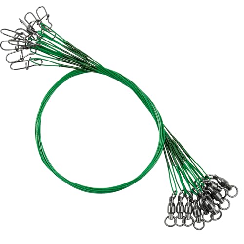 Atibin Fishing Steel Wire Leader Stainless Saltwater Line Fishing Leaders Lure Snap Saltwater Fishing Leader Wire Black Nickel - size: #3 (15.8in-50lb) 20pcs